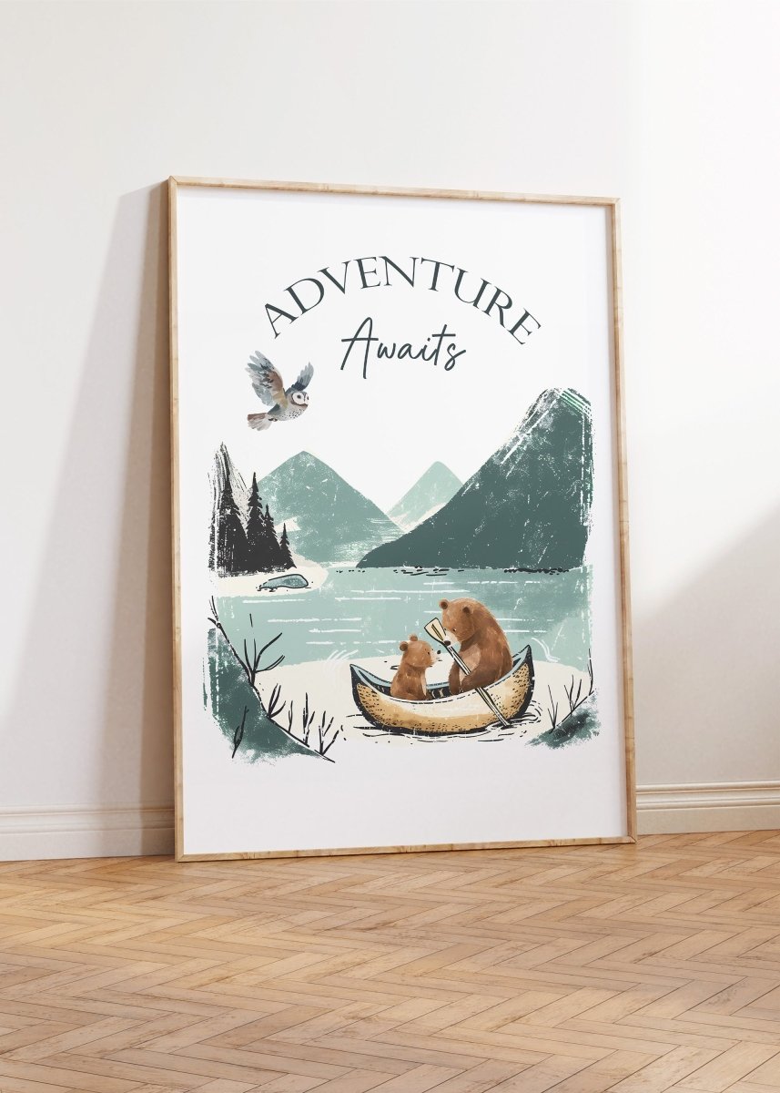 Adventure Awaits, Bear Theme Kids Wall Art | Set of 3 Nursery Prints - RoseRowanDesign - Wall Art