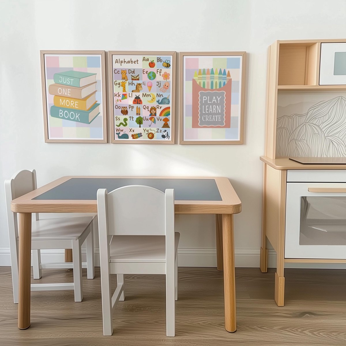 Alphabet Nursery Prints Set - Pastel ABC Art for Kids Playroom Framed or Unframed - RoseRowanDesign -