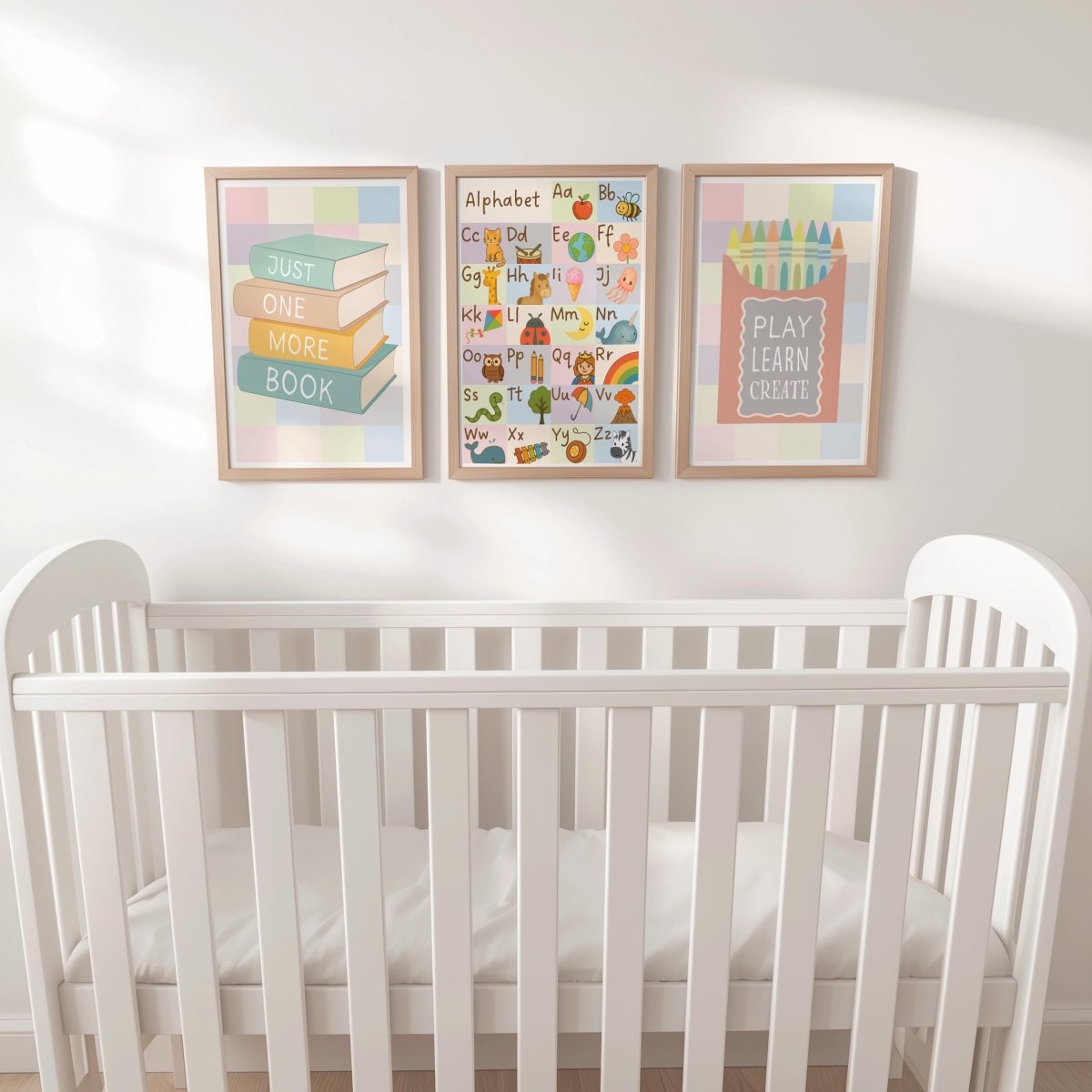 Alphabet Nursery Prints Set - Pastel ABC Art for Kids Playroom Framed or Unframed - RoseRowanDesign -