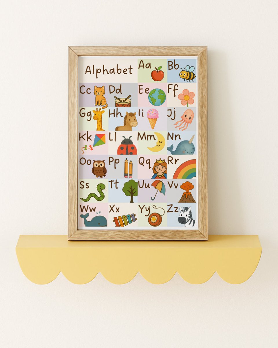 Alphabet Wall Art Print – ABC Chart for Kids, Nursery or Playroom Decor - RoseRowanDesign -