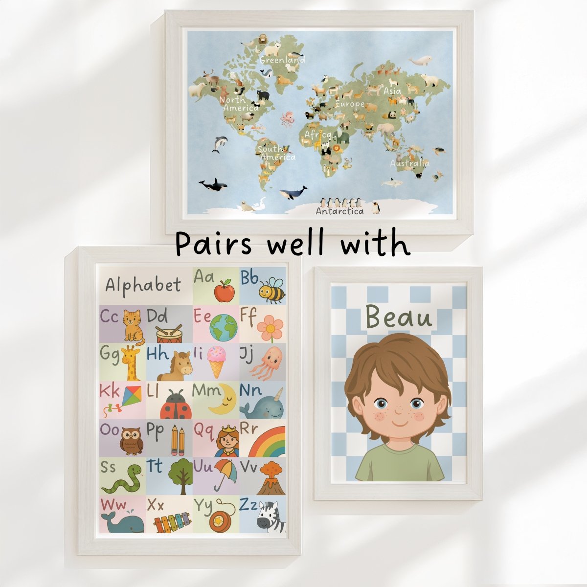 Animal World Map Print – Kids Room, Nursery & Playroom Wall Art - RoseRowanDesign -