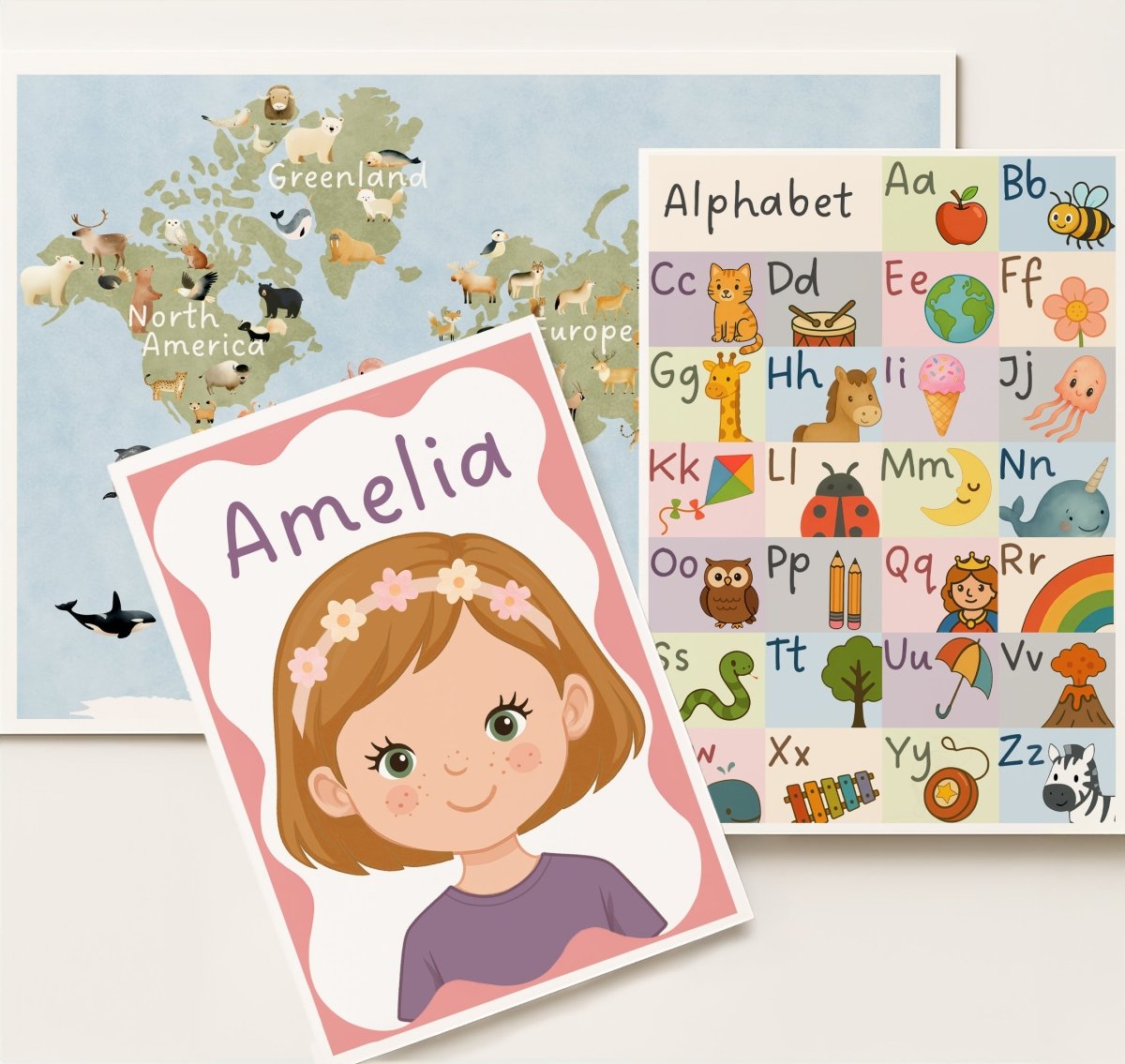 Animal World Map Print – Kids Room, Nursery & Playroom Wall Art - RoseRowanDesign -