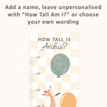 Load image into Gallery viewer, Personalised Children’s Height Chart Wall Sticker - Animal Balloons