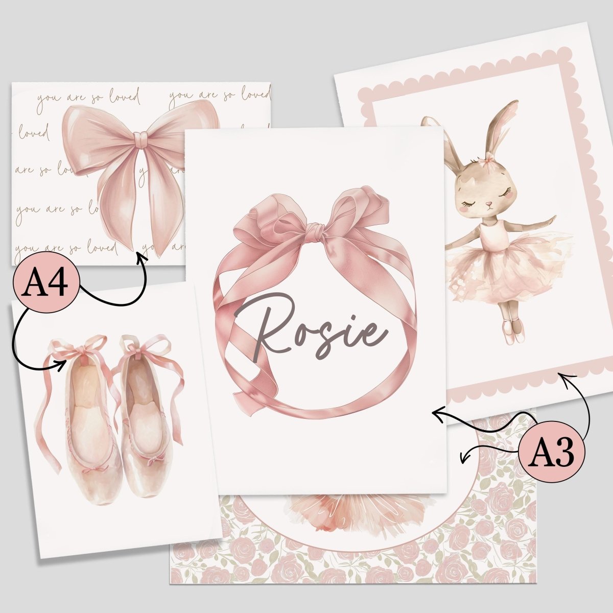 Ballet Nursery Gallery Wall Art – Ballerina Dance Bedroom Decor - RoseRowanDesign - Wall Art