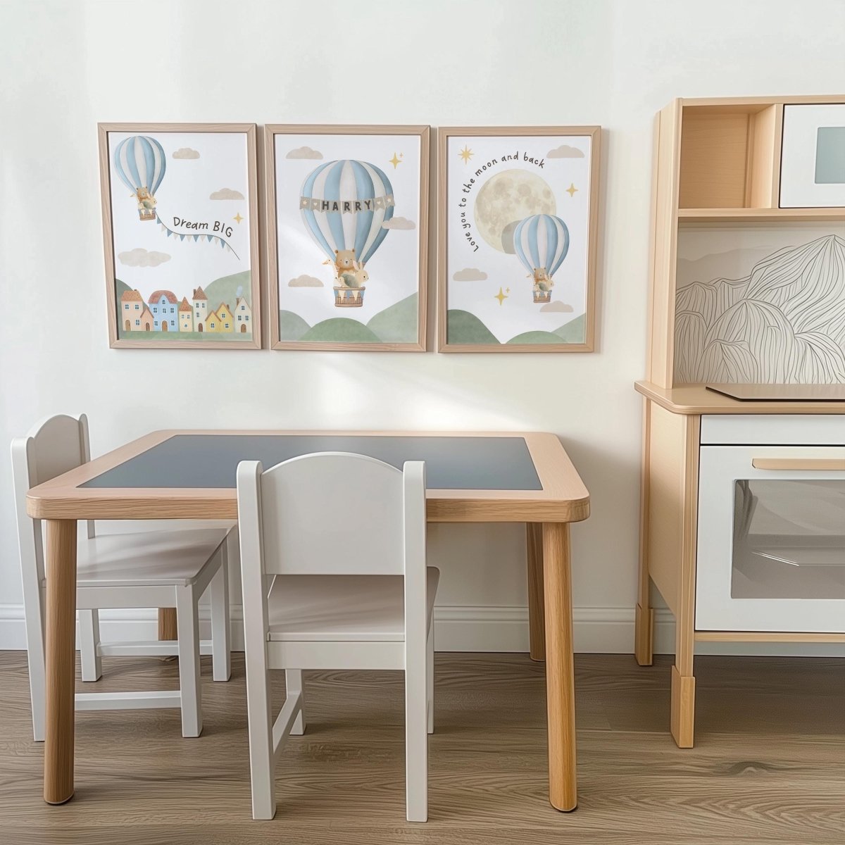 Balloon Adventure Print Set – Personalised Nursery Wall Art - RoseRowanDesign -