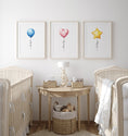 Load image into Gallery viewer, Balloon Nursery Wall Prints | Set of 3 | Gender Neutral Wall Art for Baby's Room - RoseRowanDesign -