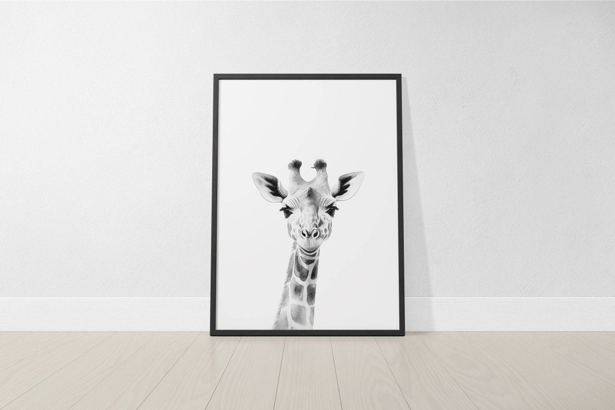 Black and White Safari Animal Prints | Set of 6 Monochrome Nursery Wall Art - RoseRowanDesign - Wall Art