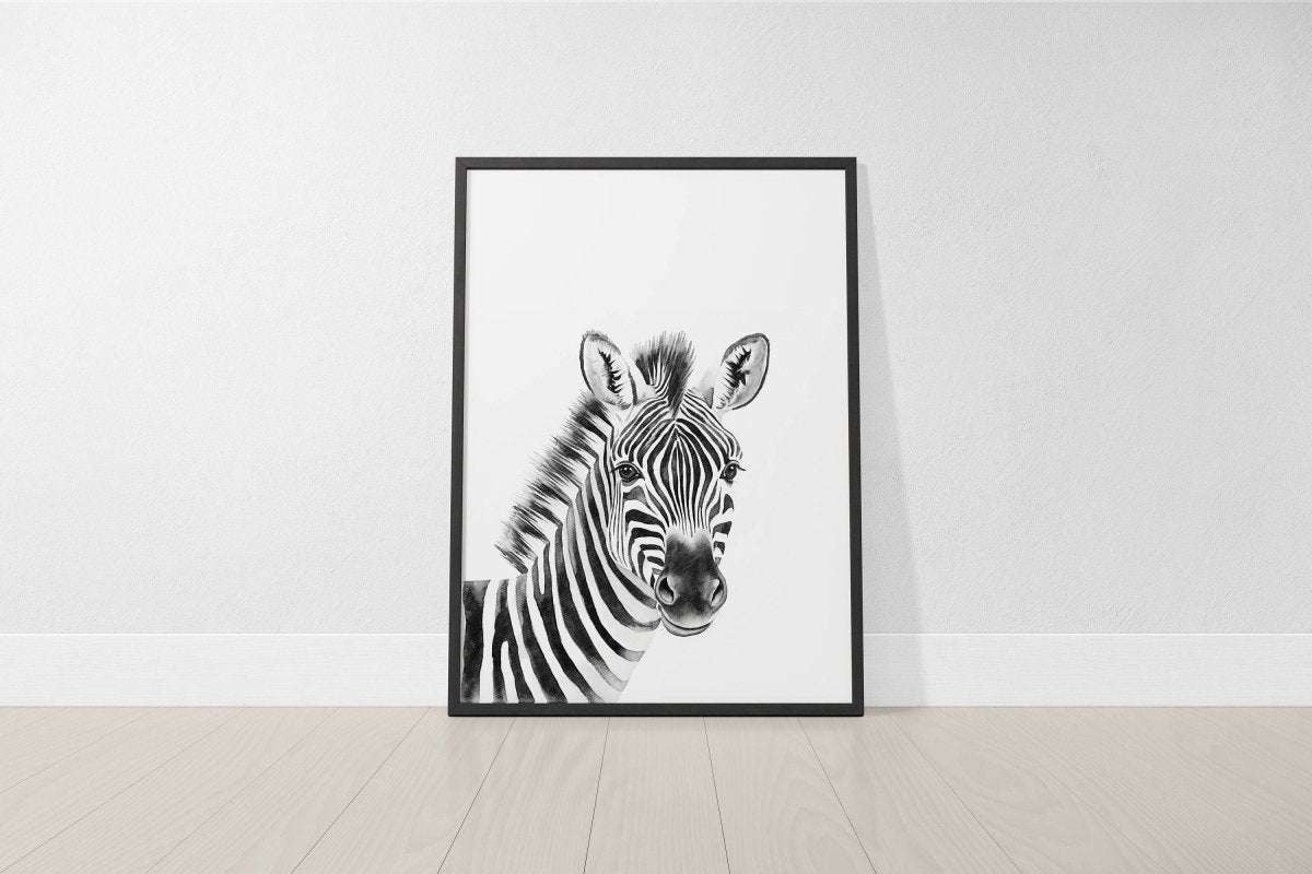 Black and White Safari Animal Prints | Set of 6 Monochrome Nursery Wall Art - RoseRowanDesign - Wall Art