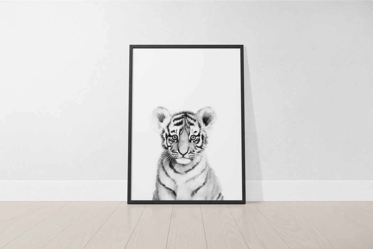 Black and White Safari Animal Prints | Set of 6 Monochrome Nursery Wall Art - RoseRowanDesign - Wall Art