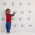 Load image into Gallery viewer, Watercolour Aeroplane Wall Stickers | 20 Blue Plane Nursery Wall Decals