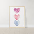Load image into Gallery viewer, Boho Hearts Nursery Prints | Set of 3 | Pastel Watercolor Wall Art for Girls' Bedroom & Playroom - RoseRowanDesign -