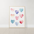 Load image into Gallery viewer, Boho Hearts Nursery Prints | Set of 3 | Pastel Watercolor Wall Art for Girls' Bedroom & Playroom - RoseRowanDesign -