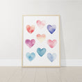 Load image into Gallery viewer, Boho Hearts Nursery Prints | Set of 3 | Pastel Watercolor Wall Art for Girls' Bedroom & Playroom - RoseRowanDesign -