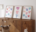Load image into Gallery viewer, Boho Hearts Nursery Prints | Set of 3 | Pastel Watercolor Wall Art for Girls' Bedroom & Playroom - RoseRowanDesign -