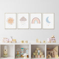 Load image into Gallery viewer, Boho Nursery Prints | Set of 4 Rainbow & Weather Art for Baby Girls' Bedroom - RoseRowanDesign - Wall Art