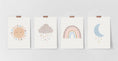 Load image into Gallery viewer, Boho Nursery Prints | Set of 4 Rainbow & Weather Art for Baby Girls' Bedroom - RoseRowanDesign - Wall Art