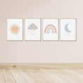 Load image into Gallery viewer, Boho Nursery Prints | Set of 4 Rainbow & Weather Art for Baby Girls' Bedroom - RoseRowanDesign - Wall Art