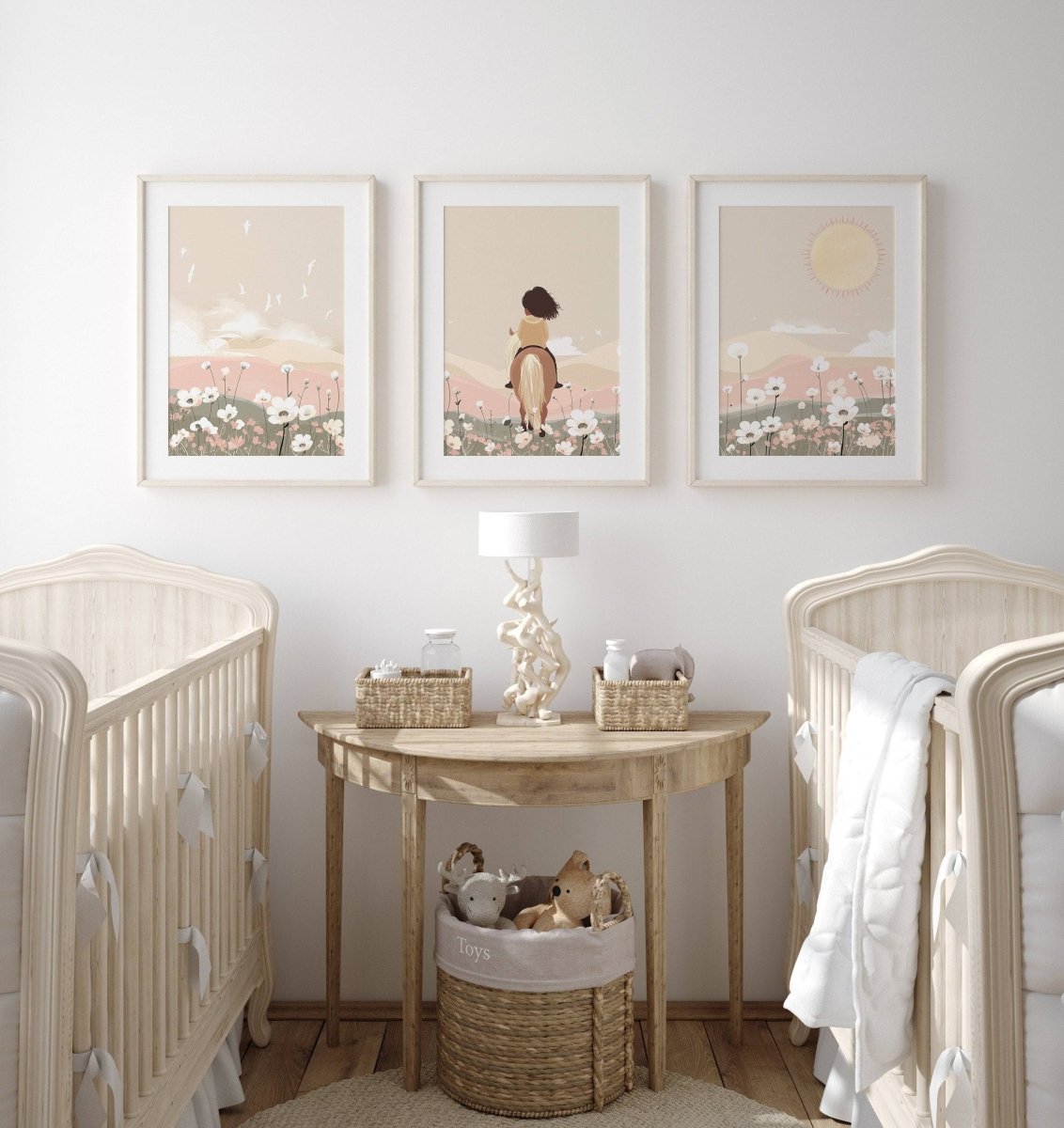 Boho Pony Nursery Prints | Set of 3 | Girls' Horse Decor - RoseRowanDesign -