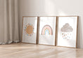 Load image into Gallery viewer, Boho Rainbow Nursery Prints | Set of 3 Sunshine & Cloud Wall Art - RoseRowanDesign - Wall Art