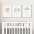 Load image into Gallery viewer, Boho Rainbow Nursery Prints | Set of 3 | You Are My Sunshine Art - RoseRowanDesign - Wall Art
