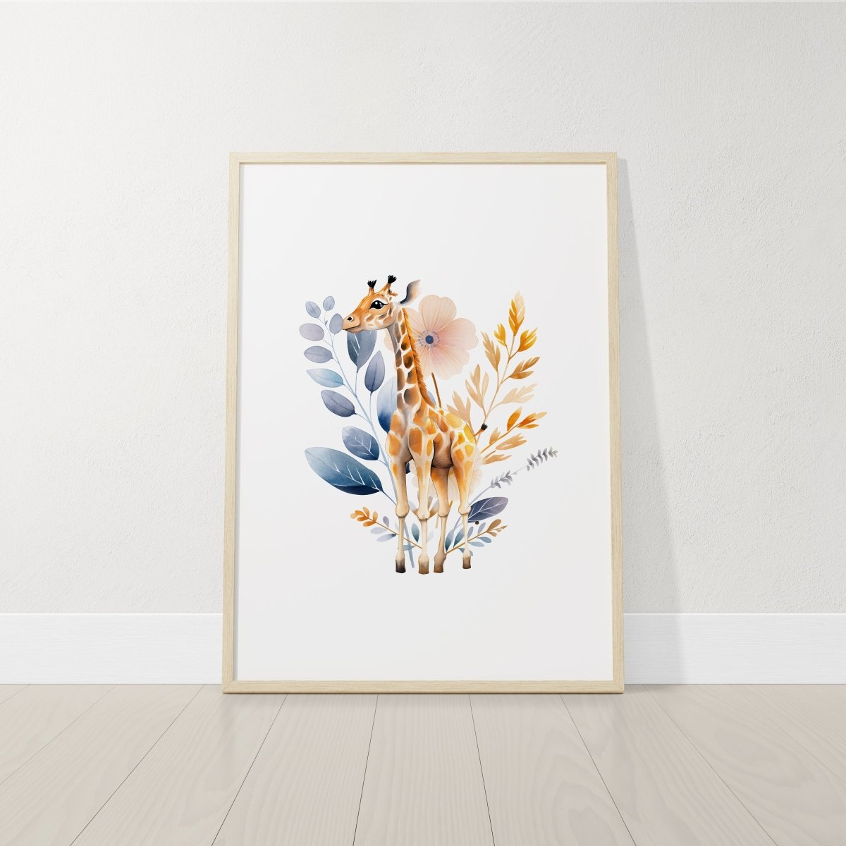 Boho Safari Animal Nursery Prints | Set of 6 | Wildflower Floral Wall Art for Baby Girl's Room - RoseRowanDesign -