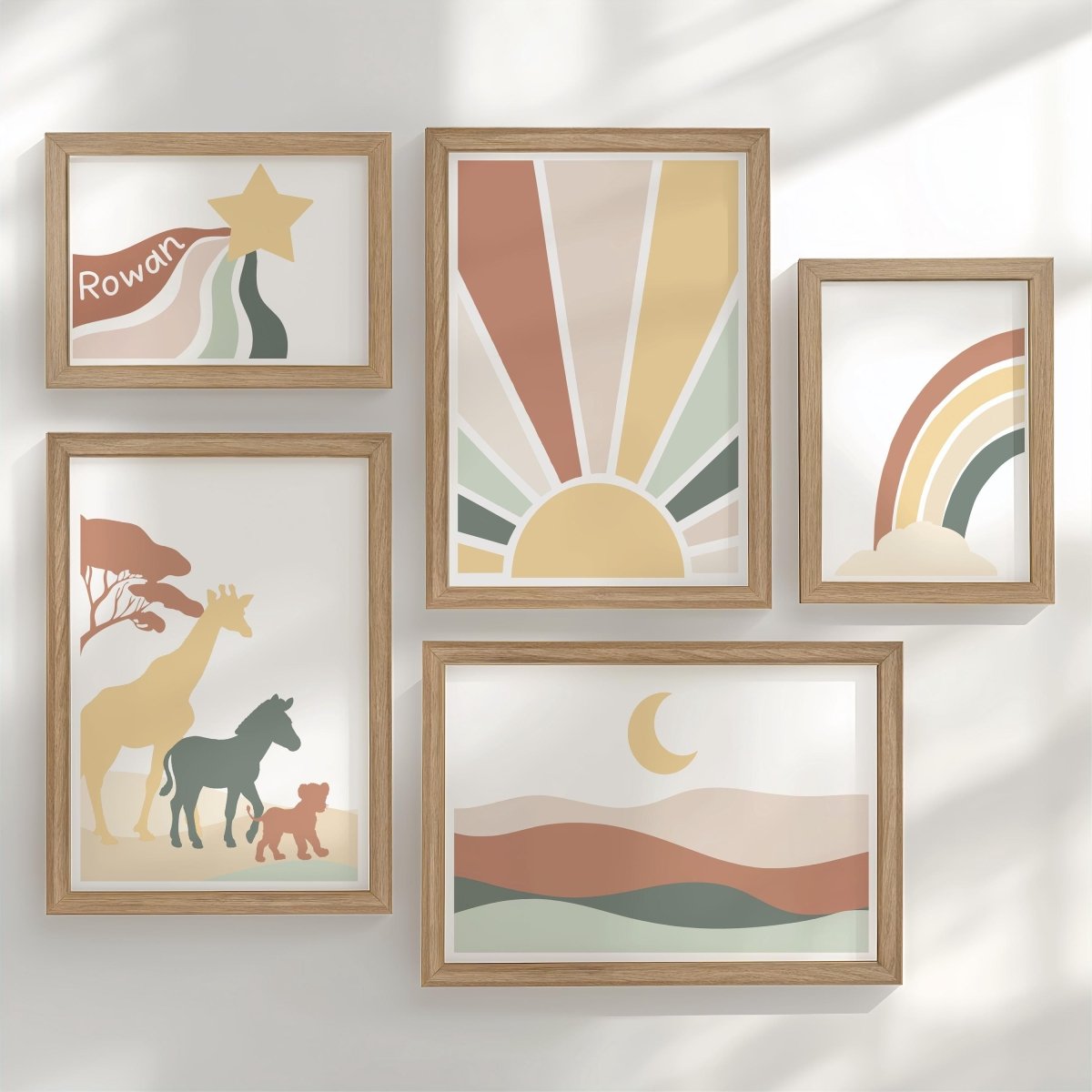 Boho Safari Nursery Gallery Wall Art – Earthy Animal Prints - RoseRowanDesign - Wall Art