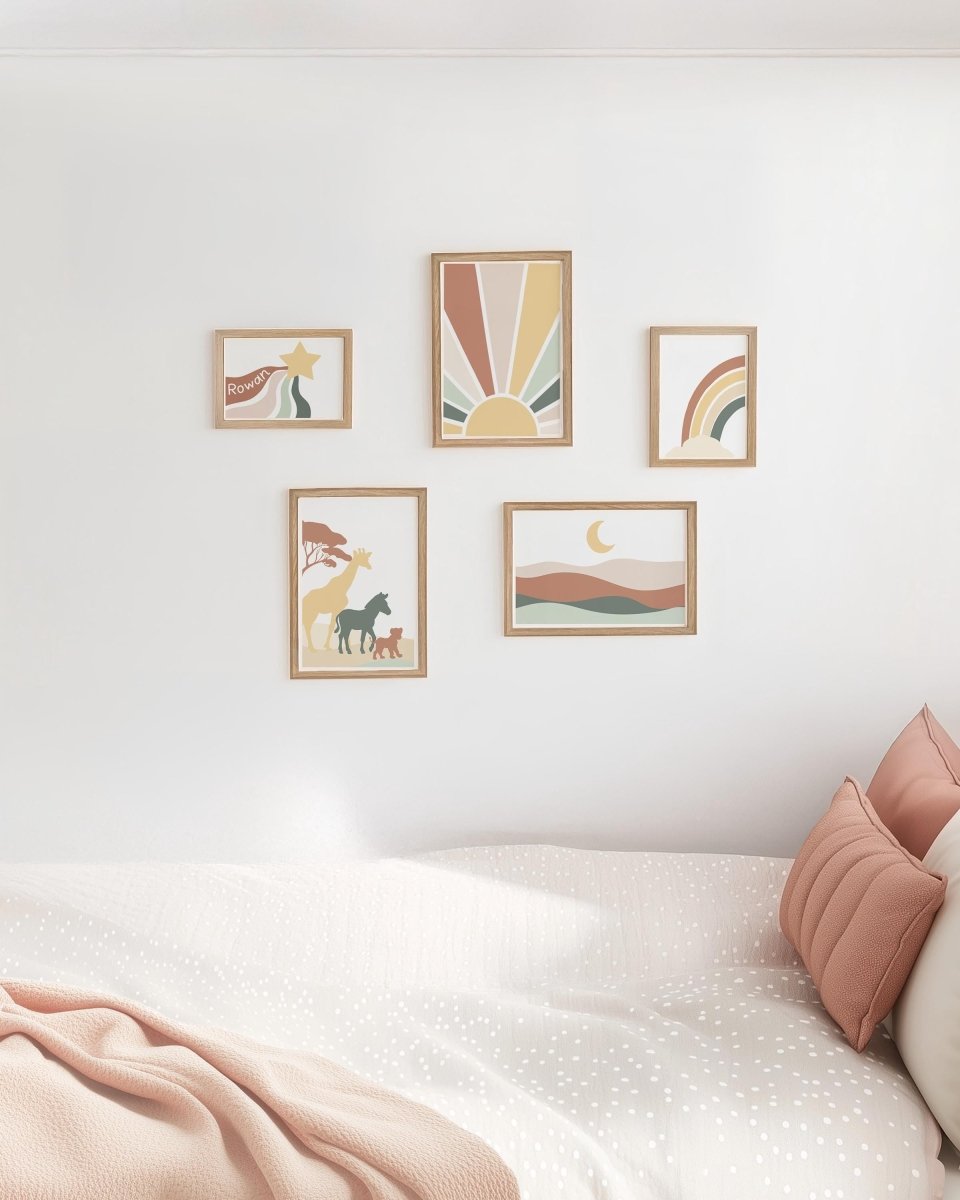 Boho Safari Nursery Gallery Wall Art – Earthy Animal Prints - RoseRowanDesign - Wall Art