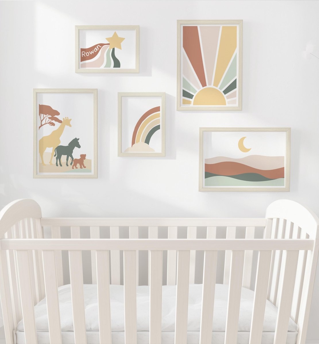 Boho Safari Nursery Gallery Wall Art – Earthy Animal Prints - RoseRowanDesign - Wall Art