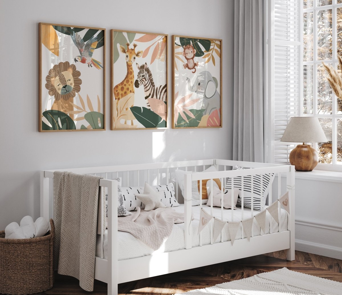 Botanical Safari Animals Nursery Wall Art | Set of 3 Prints - RoseRowanDesign - Wall Art