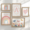 Load image into Gallery viewer, Bright Nursery Gallery Wall Art – Rainbow, Butterflies, Flowers & Personalised Name Set - RoseRowanDesign -