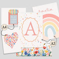 Load image into Gallery viewer, Bright Nursery Gallery Wall Art – Rainbow, Butterflies, Flowers & Personalised Name Set - RoseRowanDesign -