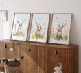 Load image into Gallery viewer, Bunny Nursery Wall Prints | Set of 3 | Wildflower & Butterfly Wall Art for Baby Girl's Room - RoseRowanDesign -
