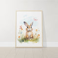 Load image into Gallery viewer, Bunny Nursery Wall Prints | Set of 3 | Wildflower & Butterfly Wall Art for Baby Girl's Room - RoseRowanDesign -