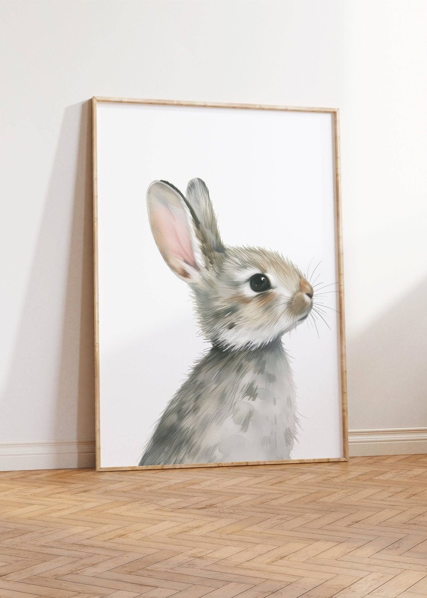 Bunny Prints for Nursery | Set of 2 Grey Rabbit Wall Art | Gender Neutral Decor - RoseRowanDesign - Wall Art