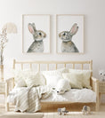 Load image into Gallery viewer, Bunny Prints for Nursery | Set of 2 Grey Rabbit Wall Art | Gender Neutral Decor - RoseRowanDesign - Wall Art