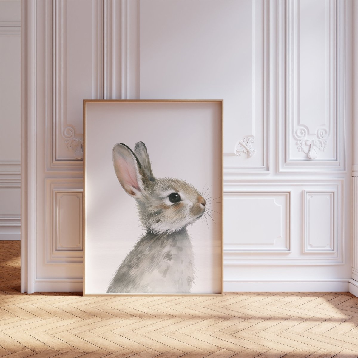 Bunny Prints for Nursery | Set of 2 Grey Rabbit Wall Art | Gender Neutral Decor - RoseRowanDesign - Wall Art