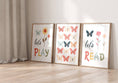 Load image into Gallery viewer, Butterflies and Flowers | Set of 3 Nursery Wall Art | Girls Bedroom Prints - RoseRowanDesign - Wall Art