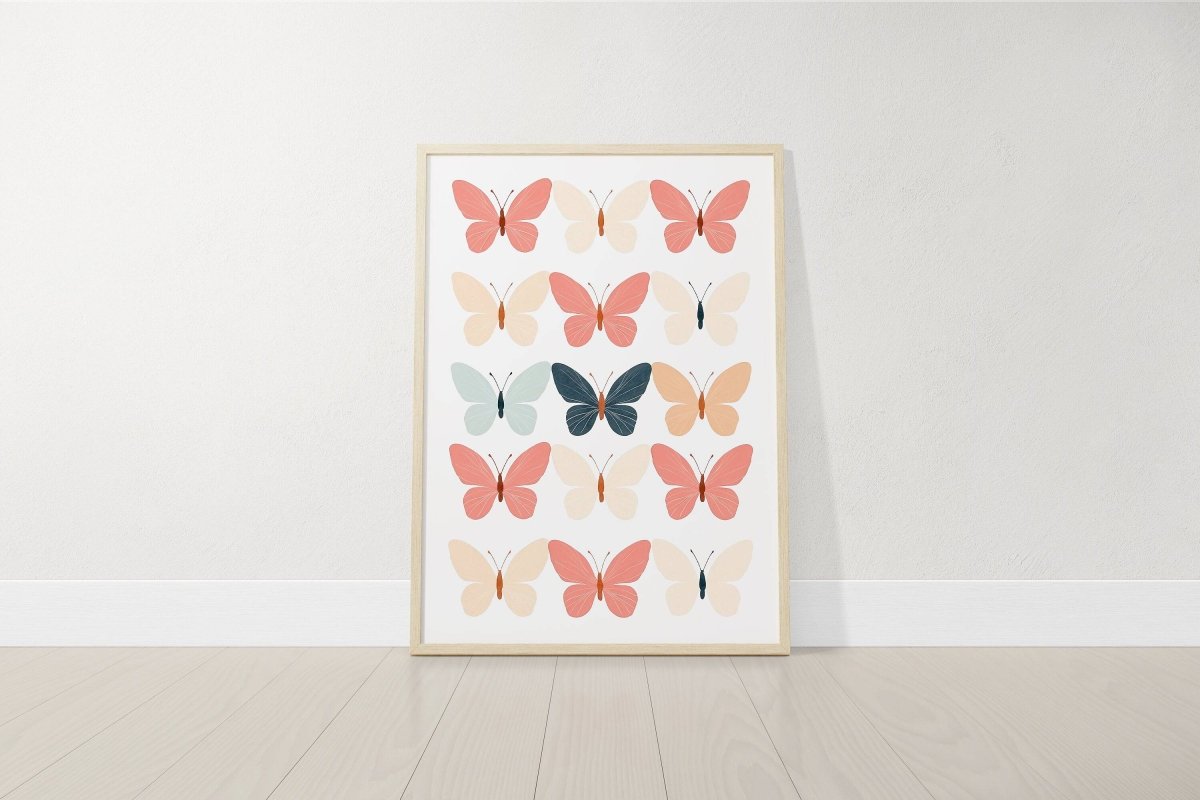 Butterflies and Flowers | Set of 3 Nursery Wall Art | Girls Bedroom Prints - RoseRowanDesign - Wall Art