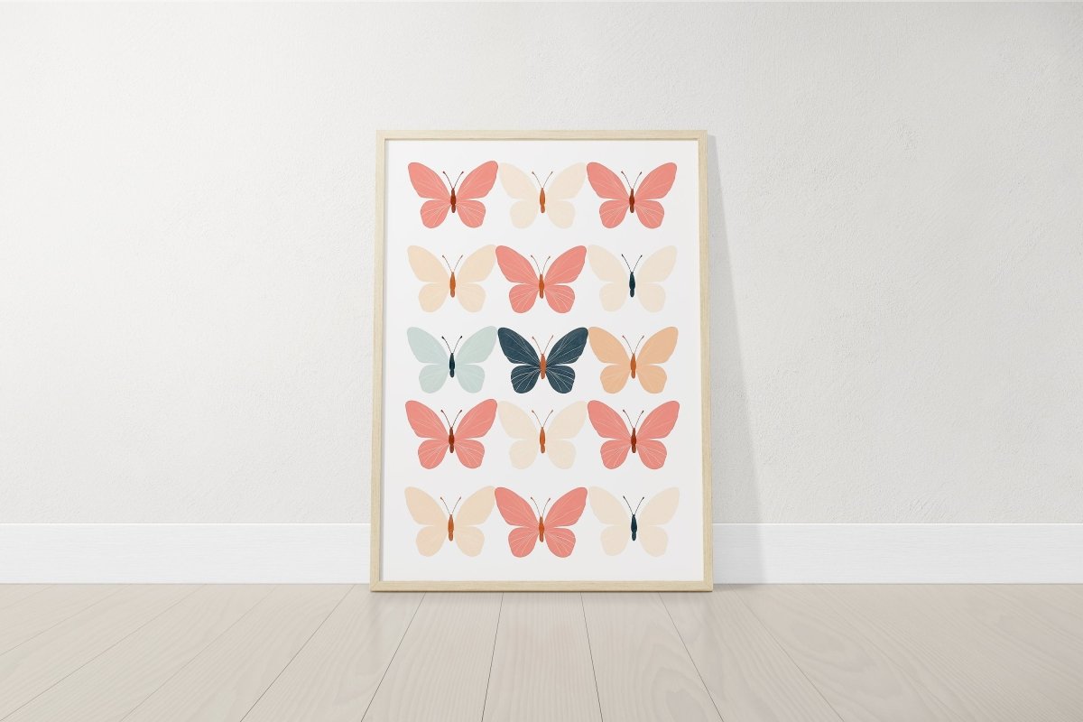 Butterflies and Flowers | Set of 3 Nursery Wall Art | Pink Butterfly Prints for Baby Girls Room - RoseRowanDesign - Wall Art