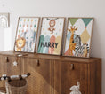 Load image into Gallery viewer, Carnival Safari Animals Nursery Wall Art | Set of 3 Prints | Personalised Name - RoseRowanDesign - Wall Art
