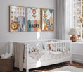 Load image into Gallery viewer, Carnival Safari Animals Nursery Wall Art | Set of 3 Prints | Personalised Name - RoseRowanDesign - Wall Art