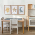 Load image into Gallery viewer, Celestial Nursery Wall Art Set of 3, Sun Moon and Star Prints in Optional Oak or White Frames, Gender Neutral Baby Room Decor, A5 - A2 Sizes - RoseRowanDesign -