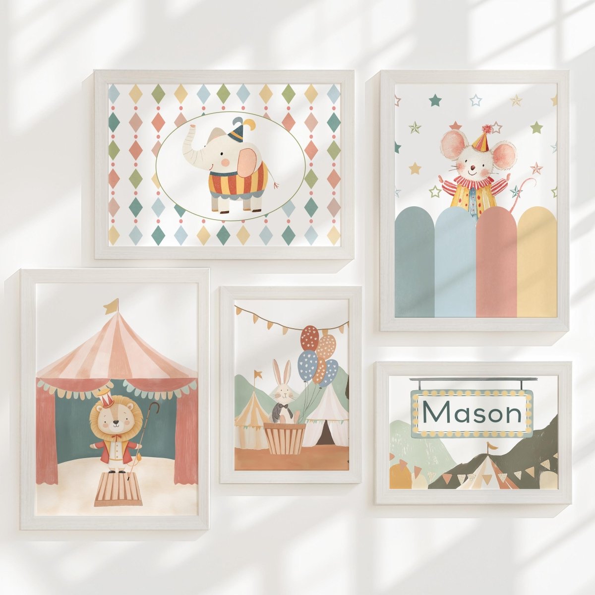 Circus Nursery Gallery Wall Art – Vintage Animal Prints - RoseRowanDesign - Wall Art