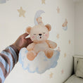 Load image into Gallery viewer, Sleeping Bear & Stars Wall Stickers | Removable Fabric Nursery Decals