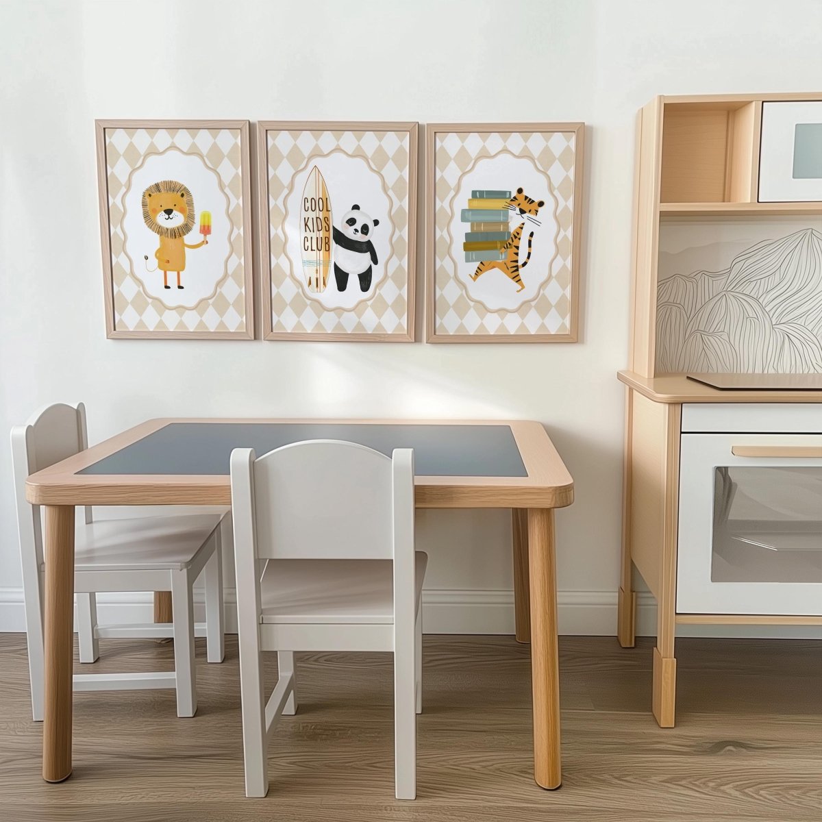 Cool Kids Club Nursery Prints – Lion, Panda & Tiger Set - RoseRowanDesign -