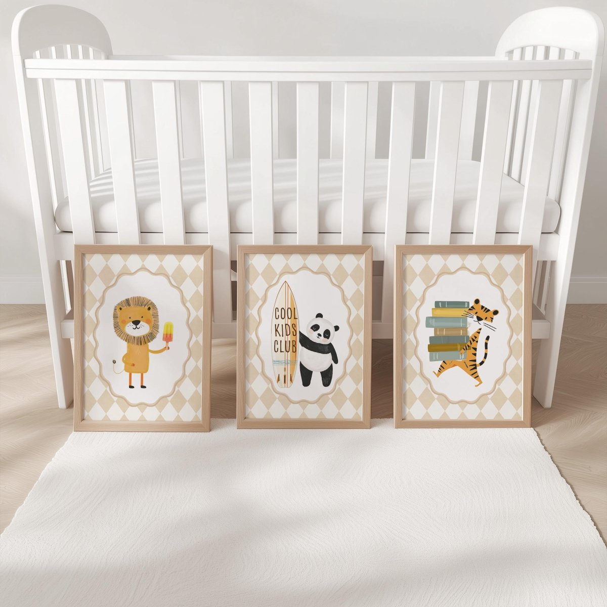 Cool Kids Club Nursery Prints – Lion, Panda & Tiger Set - RoseRowanDesign -