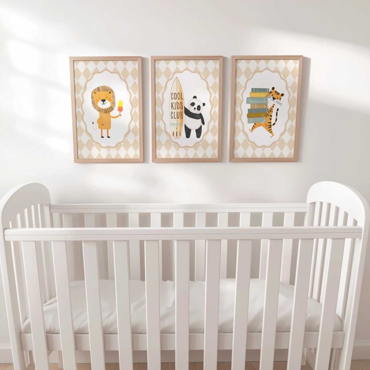 Cool Kids Club Nursery Prints – Lion, Panda & Tiger Set - RoseRowanDesign -