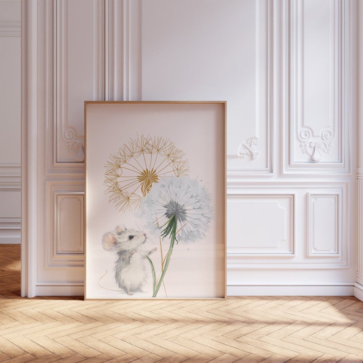 Dandelion & Mice Nursery Prints | Set of 3 | Gender Neutral Farmhouse Wall Art for Playroom Decor - RoseRowanDesign -