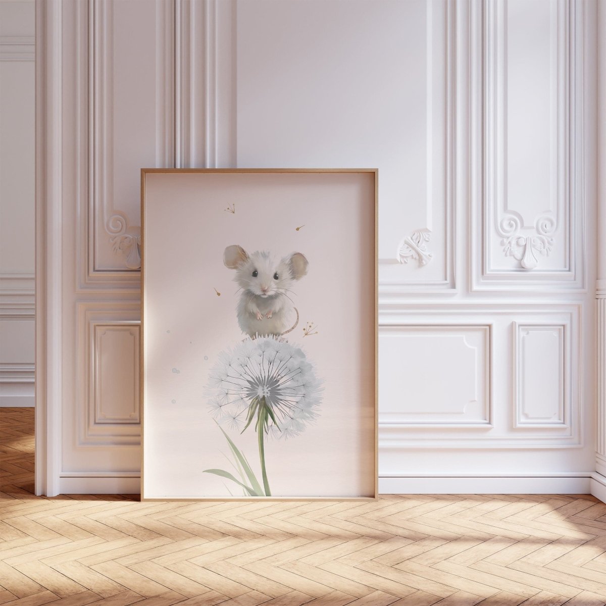 Dandelion & Mice Nursery Prints | Set of 3 | Gender Neutral Farmhouse Wall Art for Playroom Decor - RoseRowanDesign -