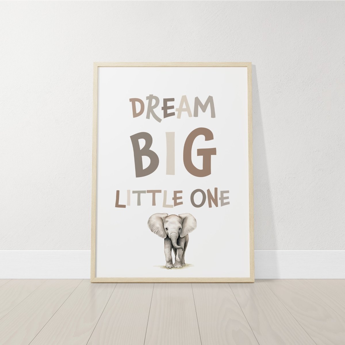 Dream Big Safari Animals, Rainbow and Hot Air Balloon | Beige | Set of 3 Nursery Prints - RoseRowanDesign -